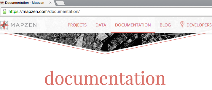 Screenshot - Mapzen Documentation home page